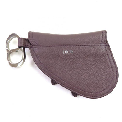 DIOR Om F-21512 Leather CD Logo Hardware Saddle Pouch Bag Charm Dark Purple
