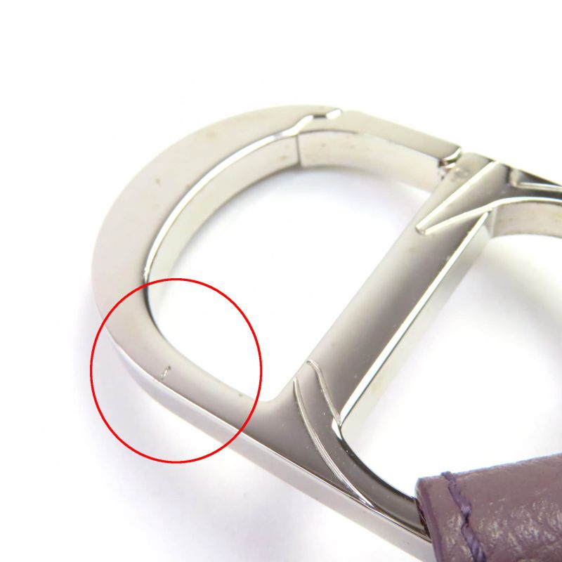 DIOR Om F-21512 Leather CD Logo Hardware Saddle Pouch Bag Charm Dark Purple