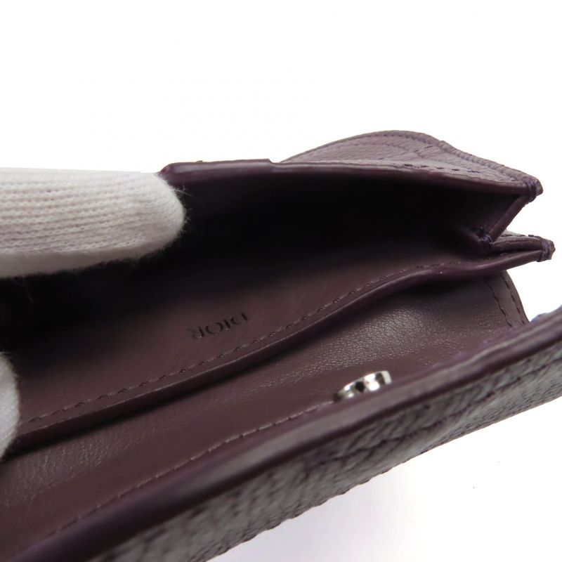 DIOR Om F-21512 Leather CD Logo Hardware Saddle Pouch Bag Charm Dark Purple