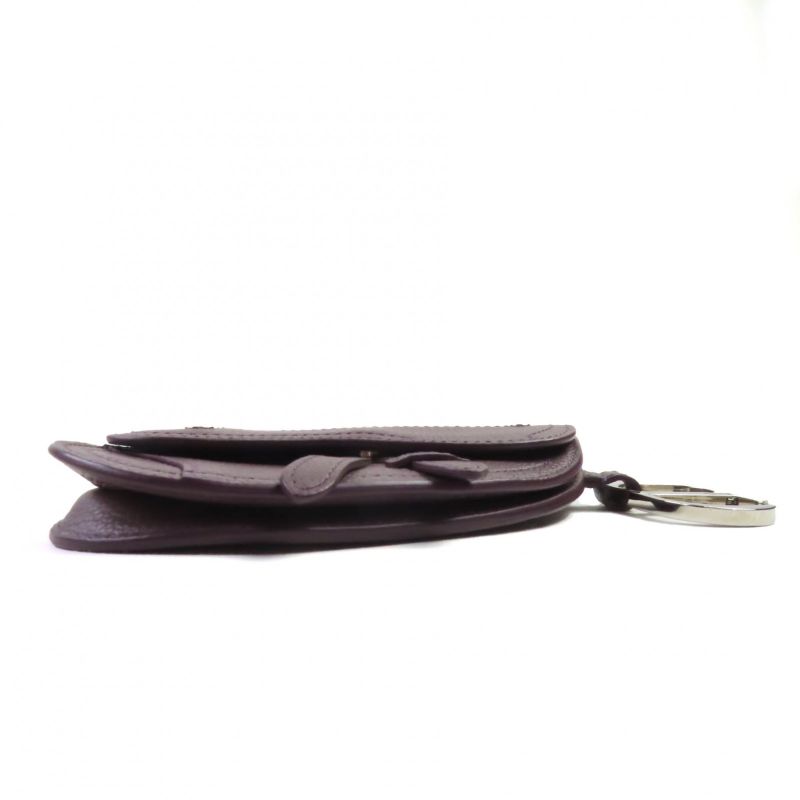 DIOR Om F-21512 Leather CD Logo Hardware Saddle Pouch Bag Charm Dark Purple