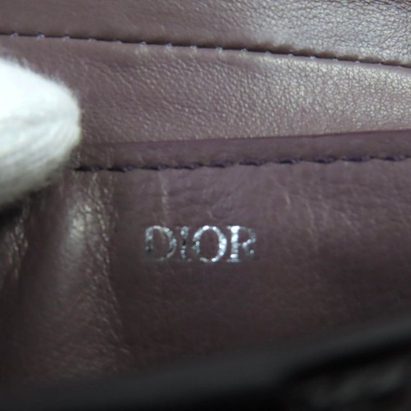 DIOR Om F-21512 Leather CD Logo Hardware Saddle Pouch Bag Charm Dark Purple