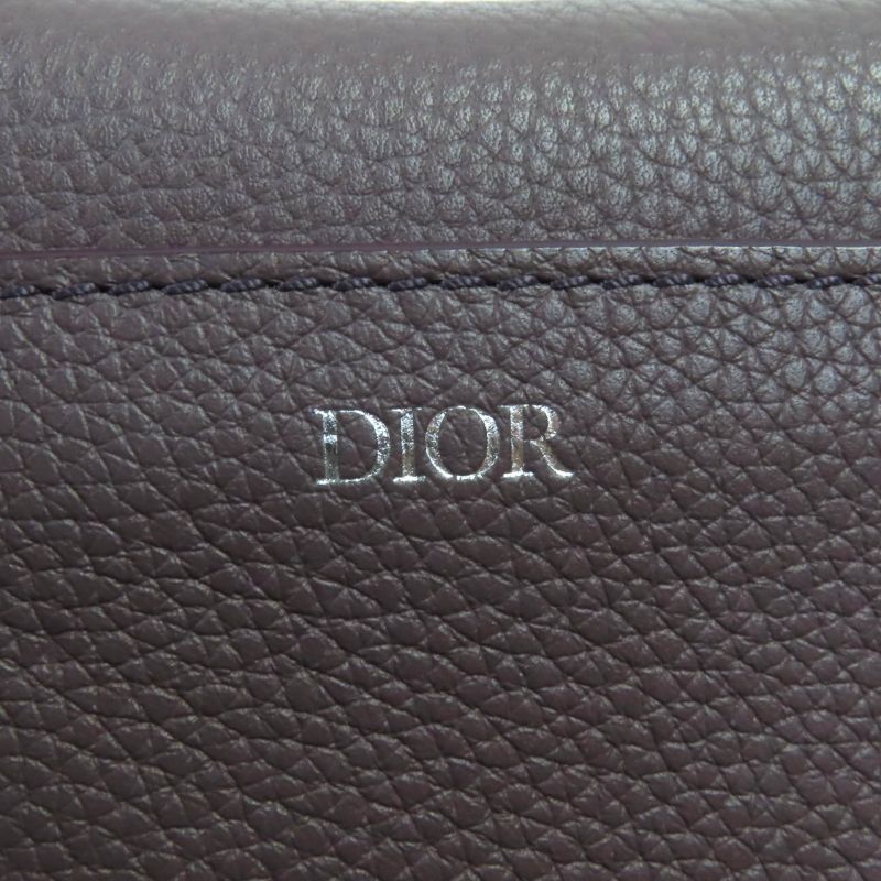 DIOR Om F-21512 Leather CD Logo Hardware Saddle Pouch Bag Charm Dark Purple