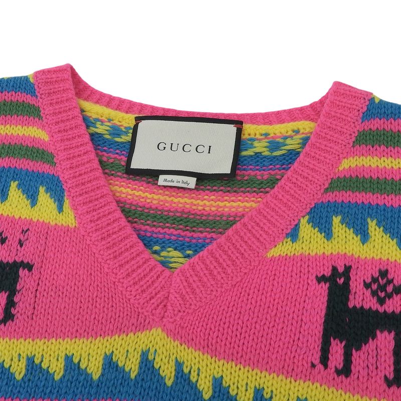 Gucci X Disney Gucci X Disney 461331 100% Wool Donald Knit Vest Pink Multi XL