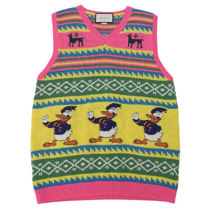 Gucci X Disney Gucci X Disney 461331 100% Wool Donald Knit Vest Pink Multi XL