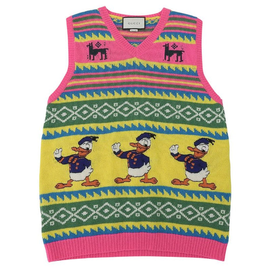 Gucci X Disney Gucci X Disney 461331 100% Wool Donald Knit Vest Pink Multi XL