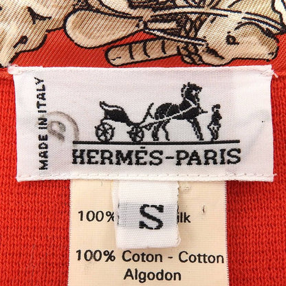 Hermes Vintage Silk Cotton Twill Raine Stick Pattern Shell Button Long Sleeve