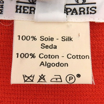 Hermes Vintage Silk Cotton Twill Raine Stick Pattern Shell Button Long Sleeve