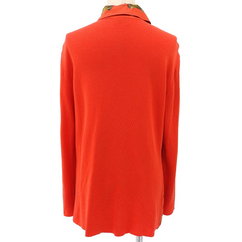 Hermes Vintage Silk Cotton Twill Raine Stick Pattern Shell Button Long Sleeve