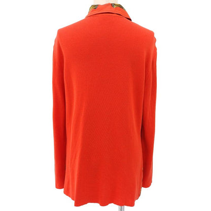 Hermes Vintage Silk Cotton Twill Raine Stick Pattern Shell Button Long Sleeve