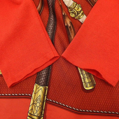 Hermes Vintage Silk Cotton Twill Raine Stick Pattern Shell Button Long Sleeve