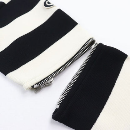 Gucci 22SS 731592 100% Cotton Striped With Logo Patch 2WAY Sleeve Zip Knit