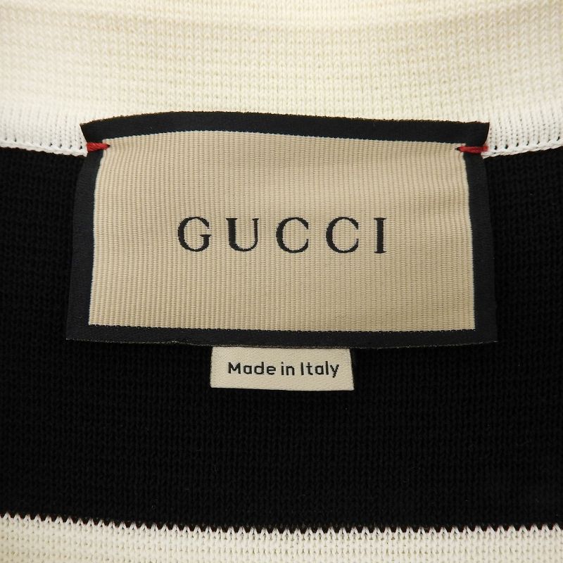 Gucci 22SS 731592 100% Cotton Striped With Logo Patch 2WAY Sleeve Zip Knit