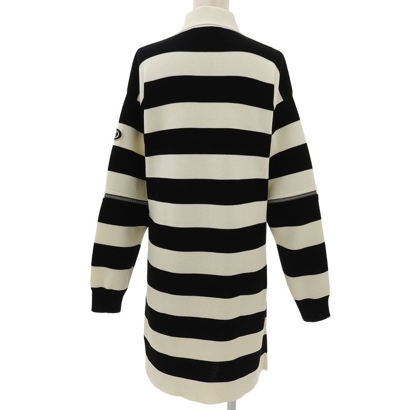 Gucci 22SS 731592 100% Cotton Striped With Logo Patch 2WAY Sleeve Zip Knit