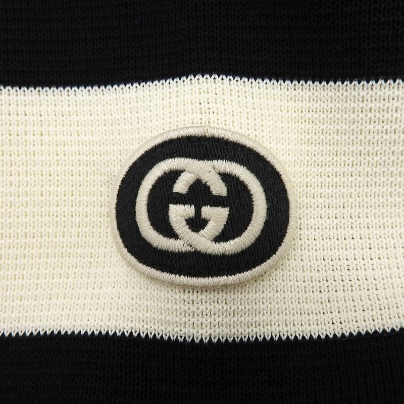 Gucci 22SS 731592 100% Cotton Striped With Logo Patch 2WAY Sleeve Zip Knit