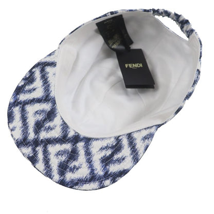 Fendi Fxq961 100% Silk Total Pattern Hat Baseball Cap Blue White 58 Storage