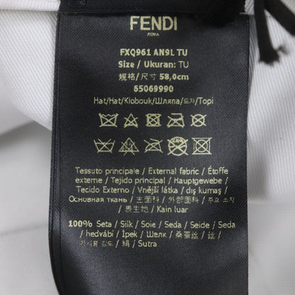 Fendi Fxq961 100% Silk Total Pattern Hat Baseball Cap Blue White 58 Storage