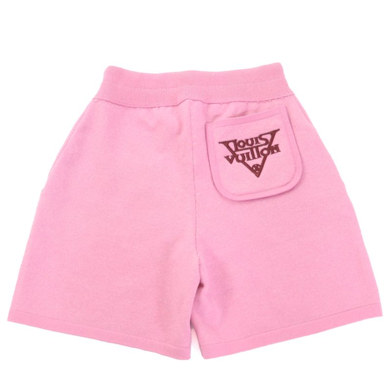 Louis Vuitton Cashmere Pockets Logo Embroidery Cord Top Monogram Shorts Pink