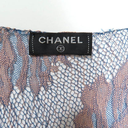 CHANEL P53043 Floral Lace Short Sleeve Top With Coco Mark Hardware Pink Beige