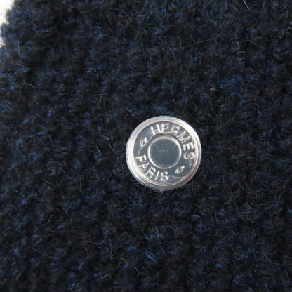 Hermes Cashmere Silver Hardware Serie Hardware Knit Gloves Navy S With Box Made