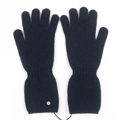 Hermes Cashmere Silver Hardware Serie Hardware Knit Gloves Navy S With Box Made