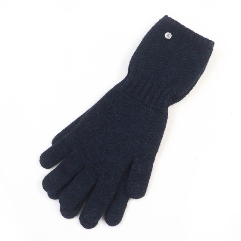 Hermes Cashmere Silver Hardware Serie Hardware Knit Gloves Navy S With Box Made