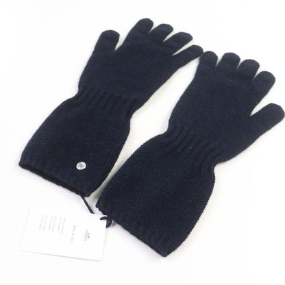 Hermes Cashmere Silver Hardware Serie Hardware Knit Gloves Navy S With Box Made