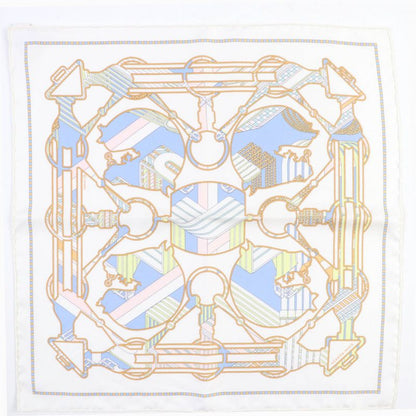 Hermes Carre Geant45 Gavroche Tattersall Zigzag Silk 100% Blanc/bleu CIEL Scarf