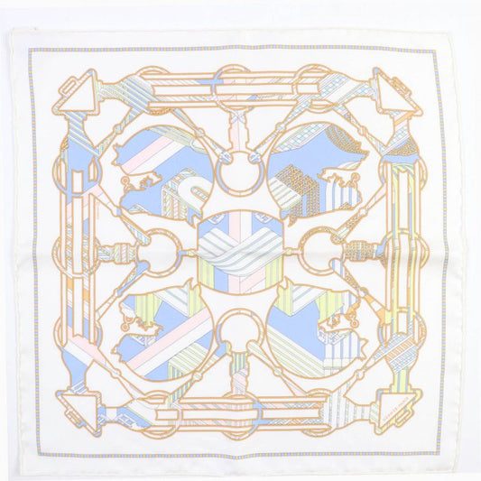 Hermes Carre Geant45 Gavroche Tattersall Zigzag Silk 100% Blanc/bleu CIEL Scarf
