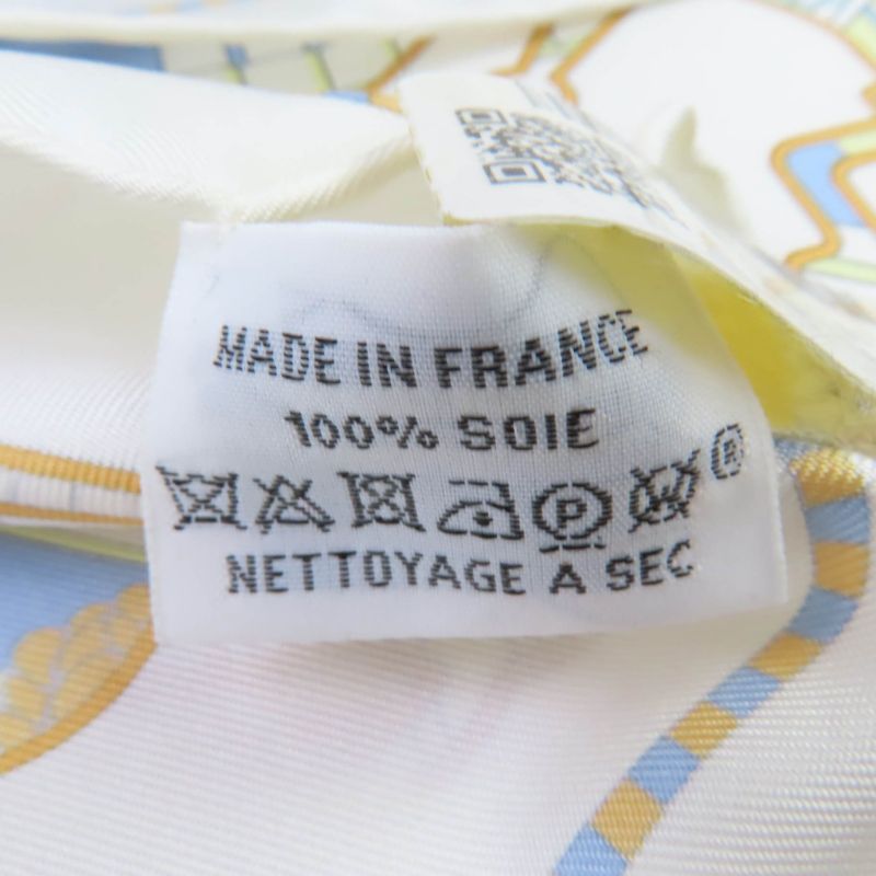 Hermes Carre Geant45 Gavroche Tattersall Zigzag Silk 100% Blanc/bleu CIEL Scarf