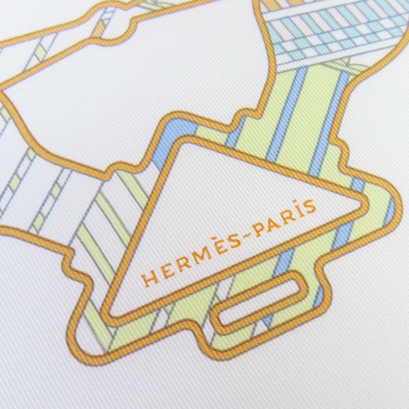 Hermes Carre Geant45 Gavroche Tattersall Zigzag Silk 100% Blanc/bleu CIEL Scarf