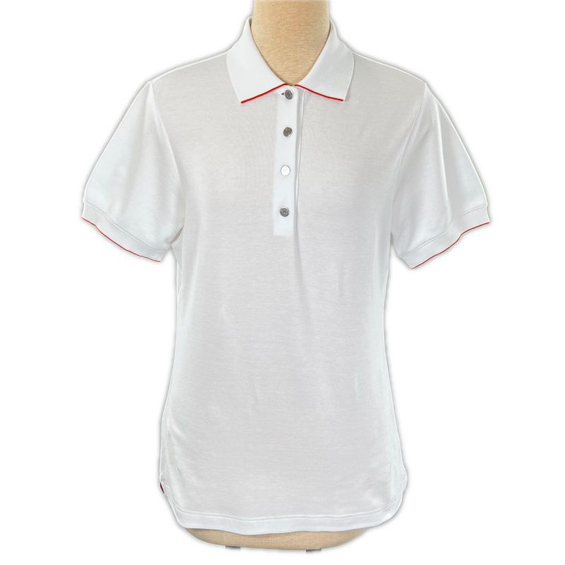 Hermes Serie Button Piping Design Short Sleeve Polo Shirt White L Made In