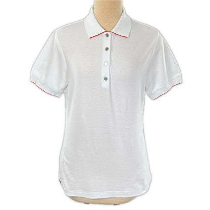 Hermes Serie Button Piping Design Short Sleeve Polo Shirt White L Made In