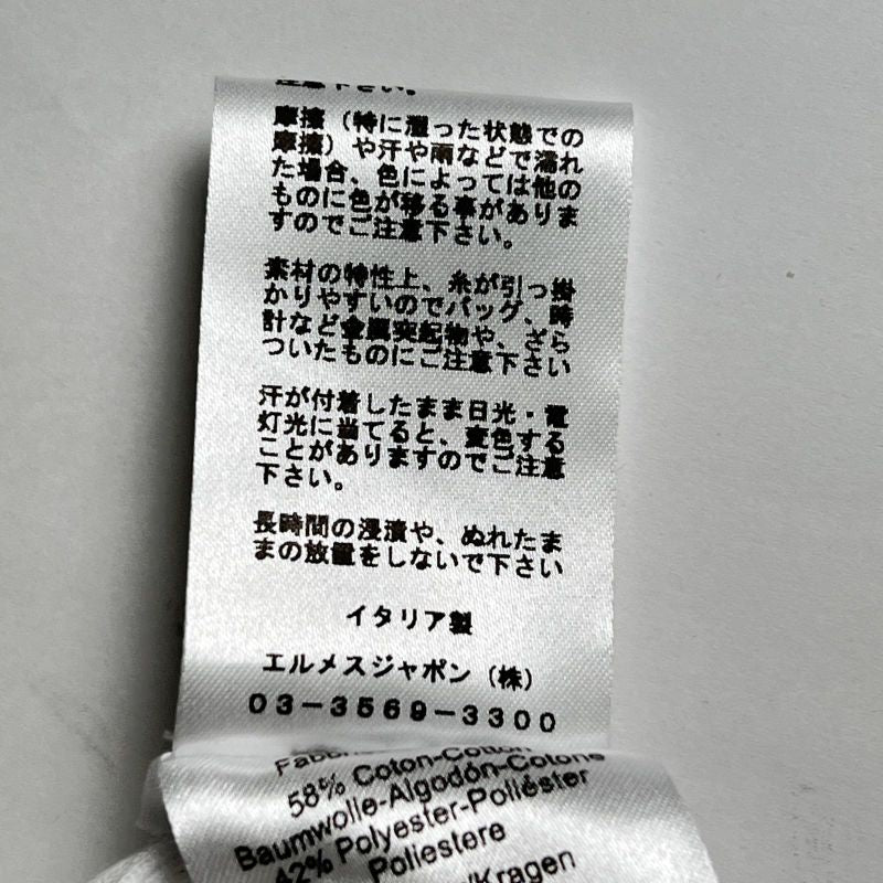 Hermes Serie Button Piping Design Short Sleeve Polo Shirt White L Made In