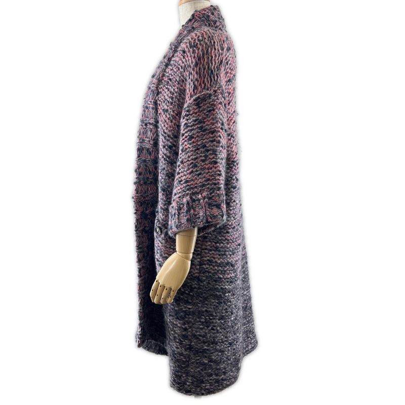 CHANEL P50100 Mohair Wool Lion Button Front Open Long Cardigan 34 Made In