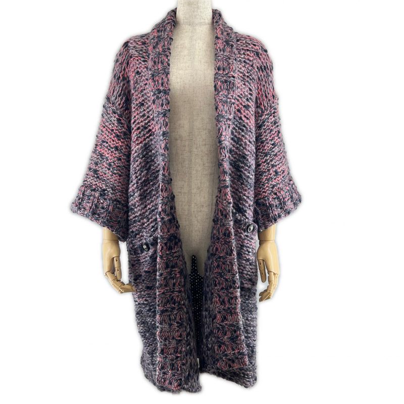 CHANEL P50100 Mohair Wool Lion Button Front Open Long Cardigan 34 Made In