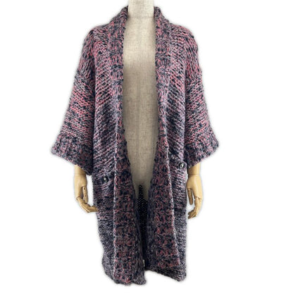 CHANEL P50100 Mohair Wool Lion Button Front Open Long Cardigan 34 Made In