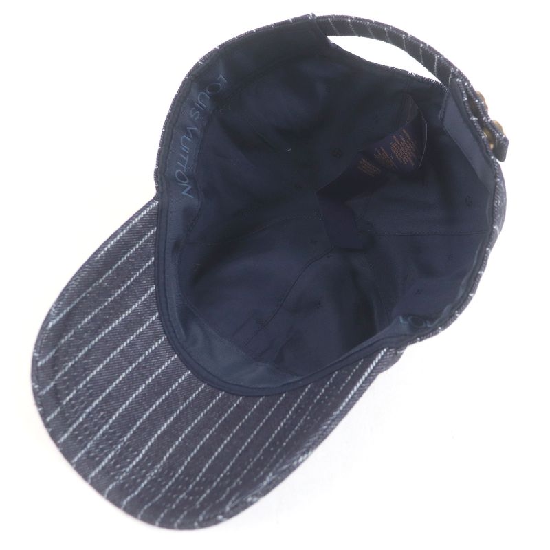 Louis Vuitton 2025 M5146l Cap Denim Stripe Baseball Cap Hat Navy Storage With