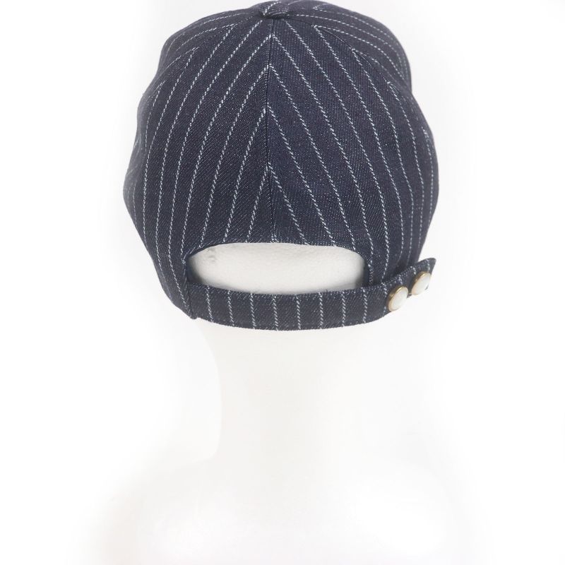 Louis Vuitton 2025 M5146l Cap Denim Stripe Baseball Cap Hat Navy Storage With
