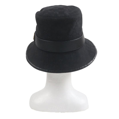 Gucci 576587 GG Canvas Leather Use GG Marmont Hat Bucket Hat Black M (58cm