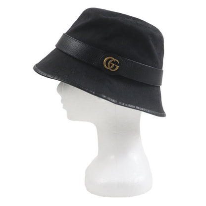 Gucci 576587 GG Canvas Leather Use GG Marmont Hat Bucket Hat Black M (58cm