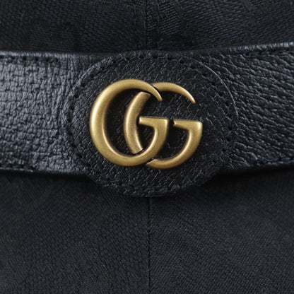 Gucci 576587 GG Canvas Leather Use GG Marmont Hat Bucket Hat Black M (58cm