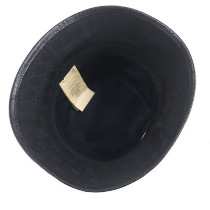 Gucci 576587 GG Canvas Leather Use GG Marmont Hat Bucket Hat Black M (58cm