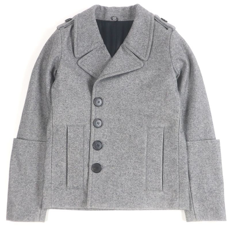 DIOR Homme DIOR Homme 100% Wool Eddie Period Pea Coat Jacket With Logo Button