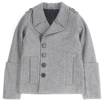 DIOR Homme DIOR Homme 100% Wool Eddie Period Pea Coat Jacket With Logo Button