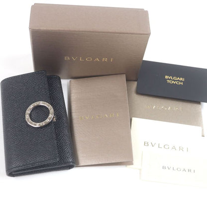 Bvlgari 30422 Leather Bvlgari Man Silver Logo Hardware Trifold 6-strap Key Case