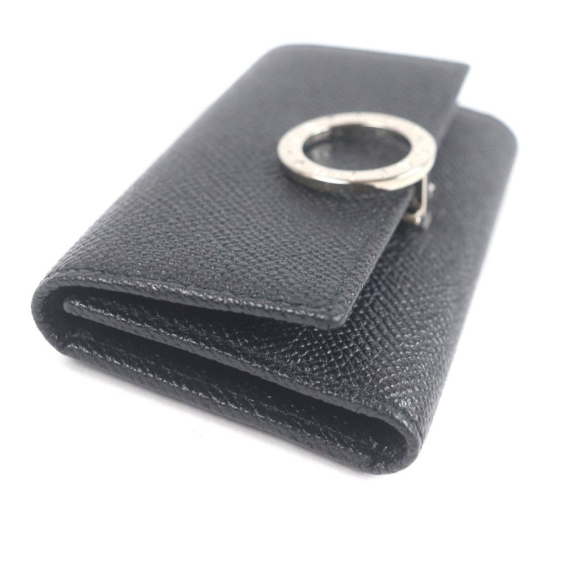 Bvlgari 30422 Leather Bvlgari Man Silver Logo Hardware Trifold 6-strap Key Case