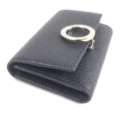 Bvlgari 30422 Leather Bvlgari Man Silver Logo Hardware Trifold 6-strap Key Case