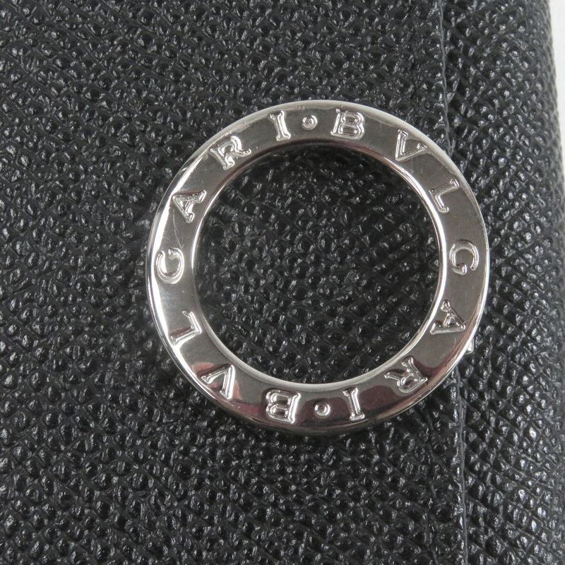Bvlgari 30422 Leather Bvlgari Man Silver Logo Hardware Trifold 6-strap Key Case