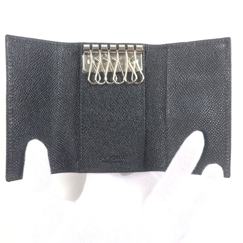 Bvlgari 30422 Leather Bvlgari Man Silver Logo Hardware Trifold 6-strap Key Case