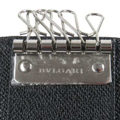 Bvlgari 30422 Leather Bvlgari Man Silver Logo Hardware Trifold 6-strap Key Case